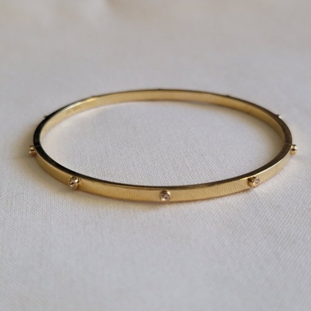 Coach Womens Plated Brass & Cubic Zirconia Bangle Bracelet Size 7.5" EUC